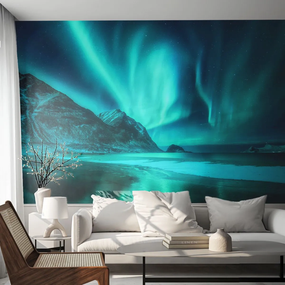 Tapet Standard Eco - Minunile din nord - Peisaj, polul Nord, Auroră boreală - 200x140 cm