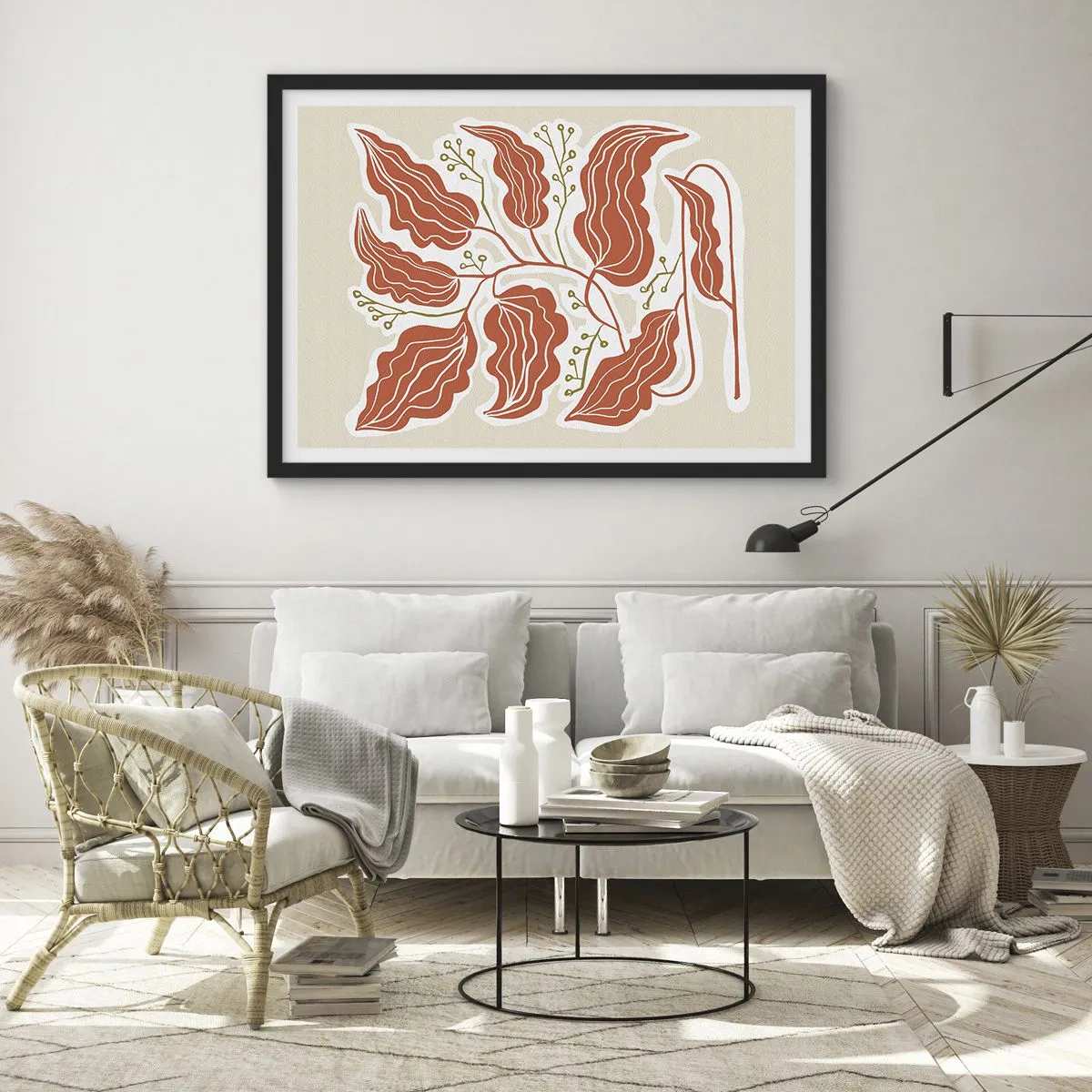Poster în ramă neagră - Folk și coral - 100x70 cm