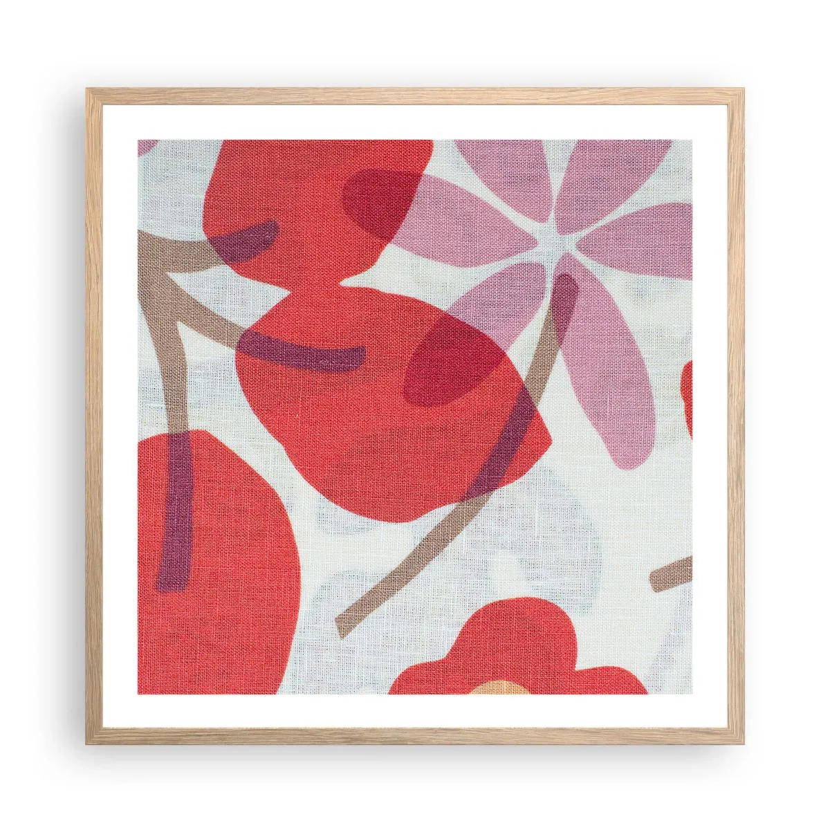 Poster în ramă de stejar deschis - Aranjament floral în roz - 60x60 cm