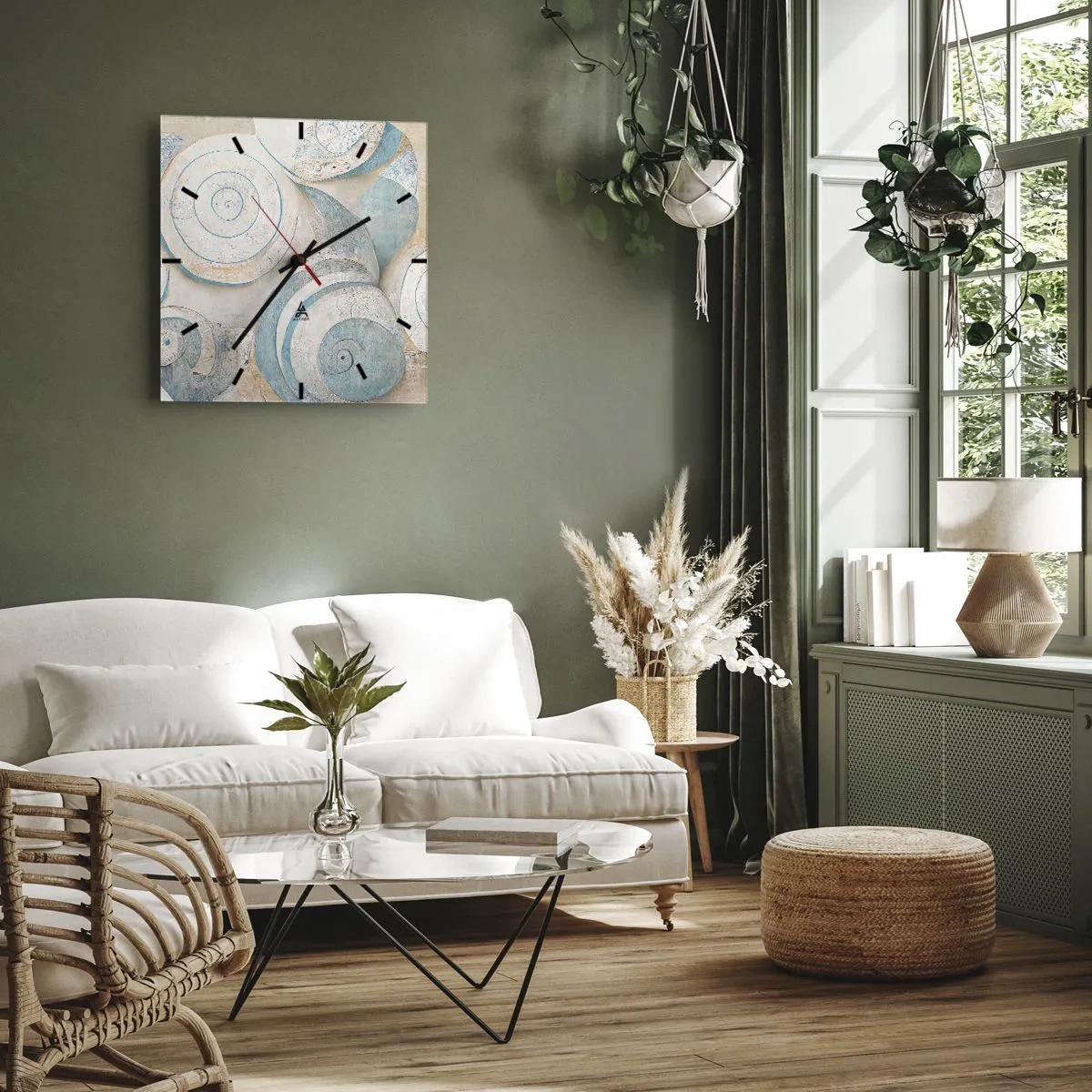 Ceas de perete - Ceas pe sticlă - Ce ascunde cochilia? - 30x30 cm