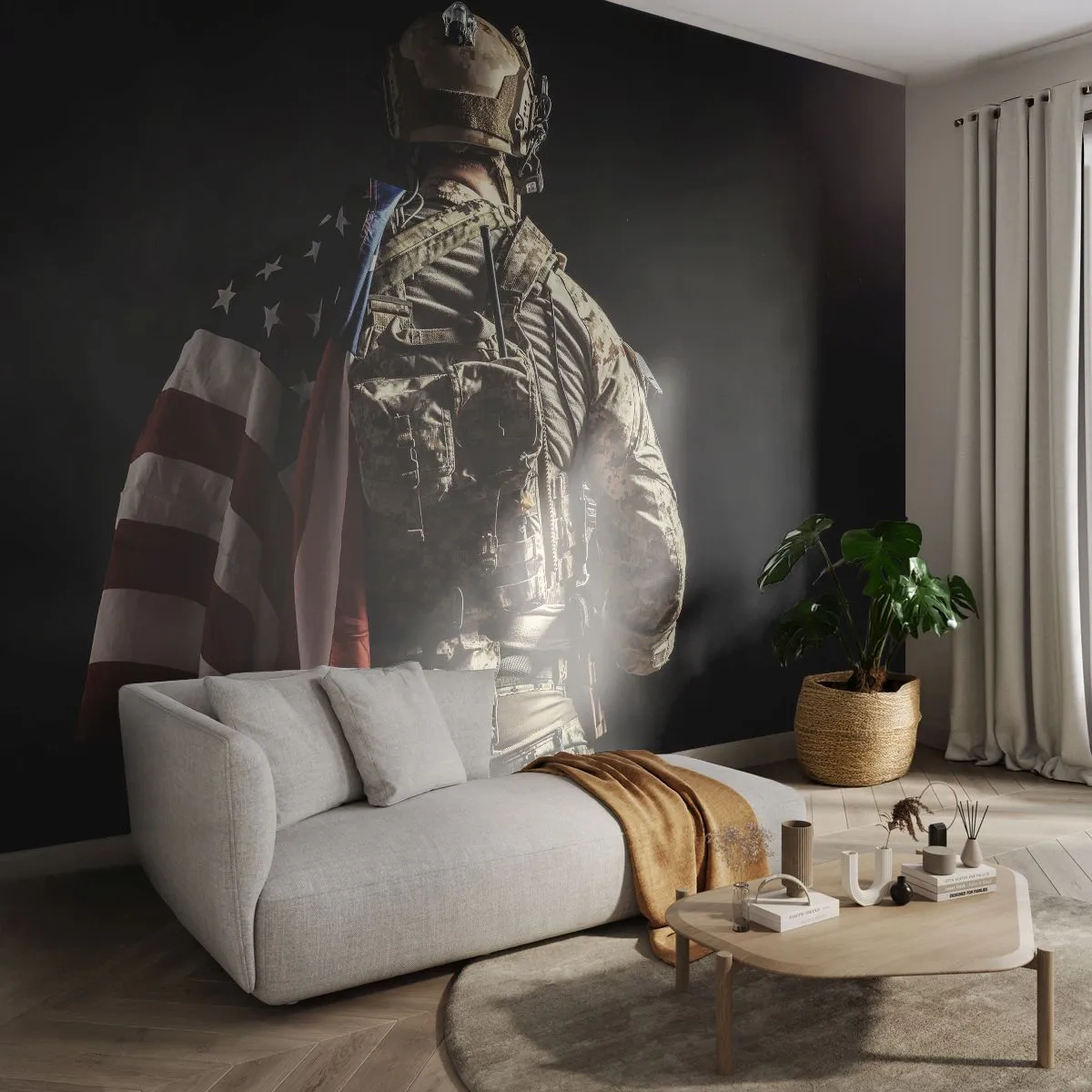 Tapet Standard Eco - D-aia - Soldat, Steagul american, Comando - 400x280 cm
