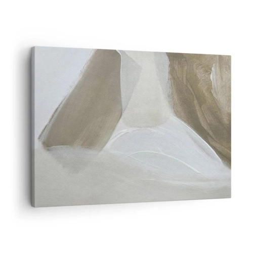 Tablou pe pânză Canvas - Abstracție delicată în nuanțe de bej și alb - 70x50cm - Val de alb - Decorațiune modernă pentru perete pentru living și dormitor ARTTOR