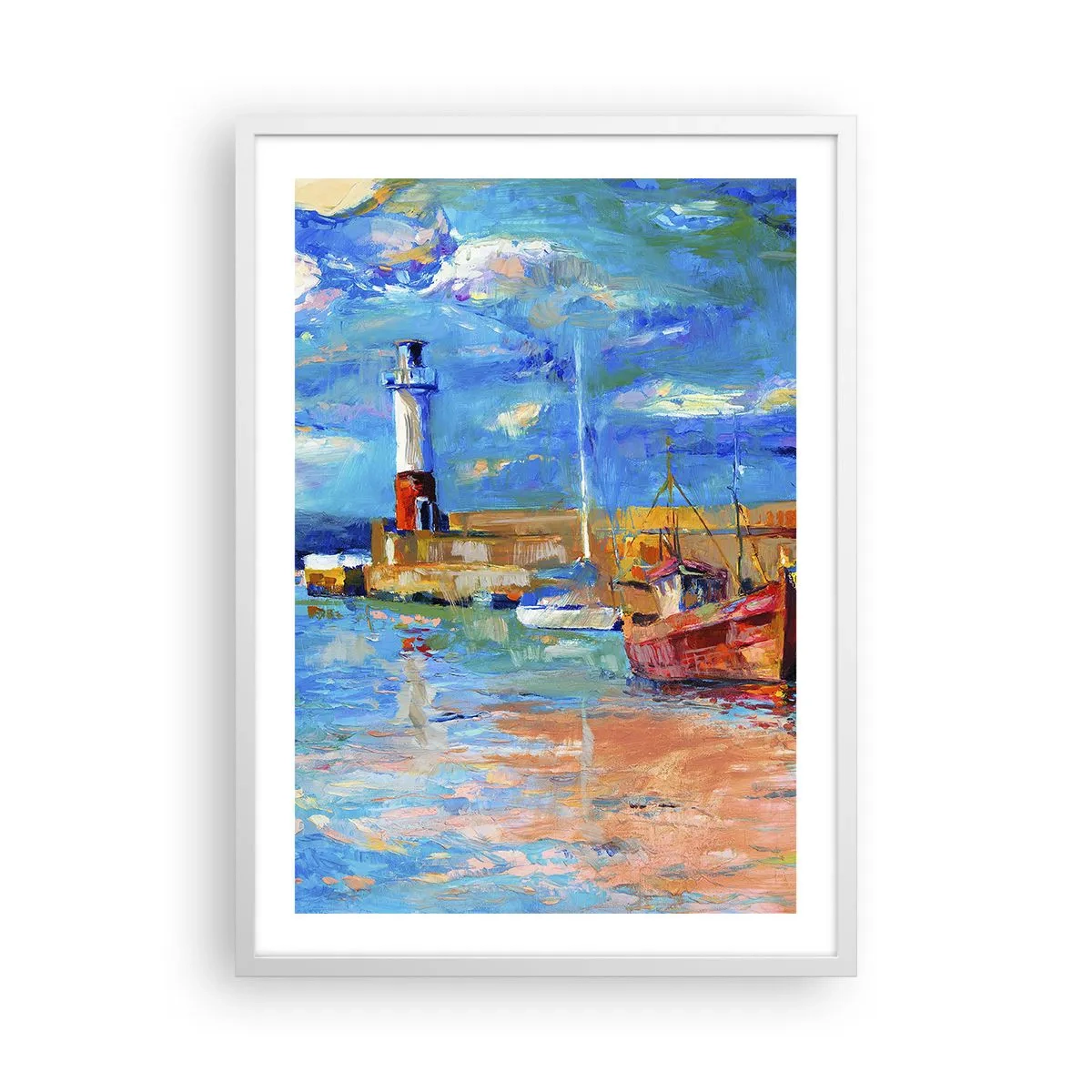 Poster în ramă albă - După-amiază în golful de curcubeu - 50x70 cm