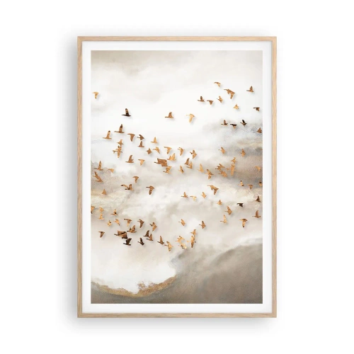 Poster în ramă de stejar deschis - A sosit timpul... - 70x100 cm