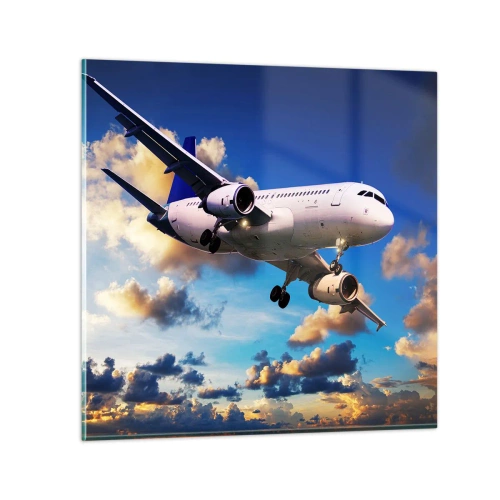 Tablou pe sticlă - Călătorie în alb și albastru - 70x70 cm