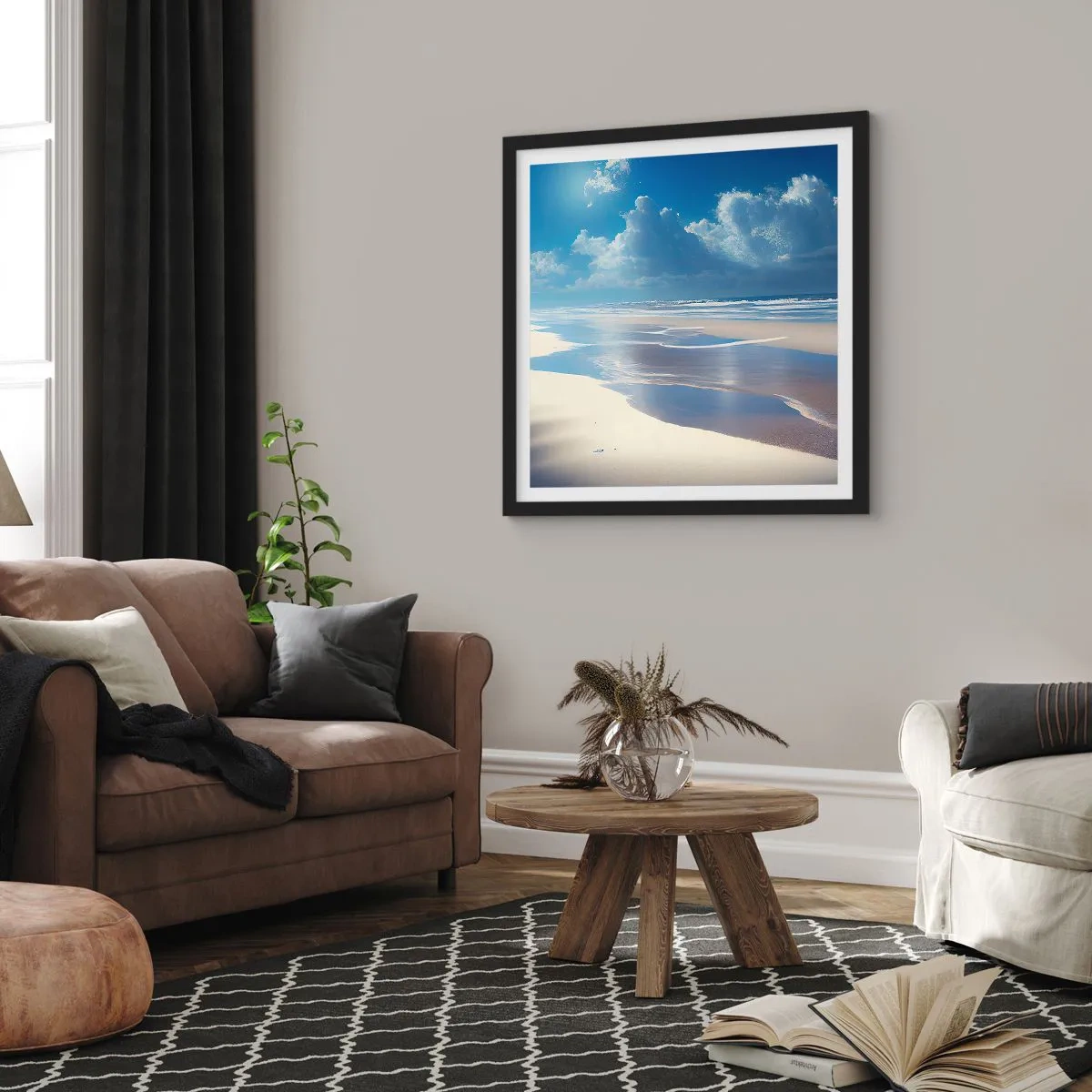 Poster în ramă neagră - Vacanță în paradis - 50x50 cm