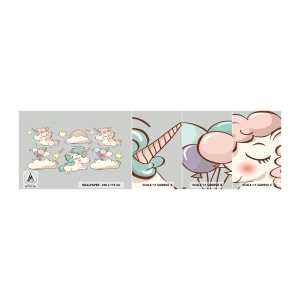 Mostră tapet autocolant Deluxe Sticker - Există cu siguranță... - Pentru copii, Inorog, Basm - 100x30 cm