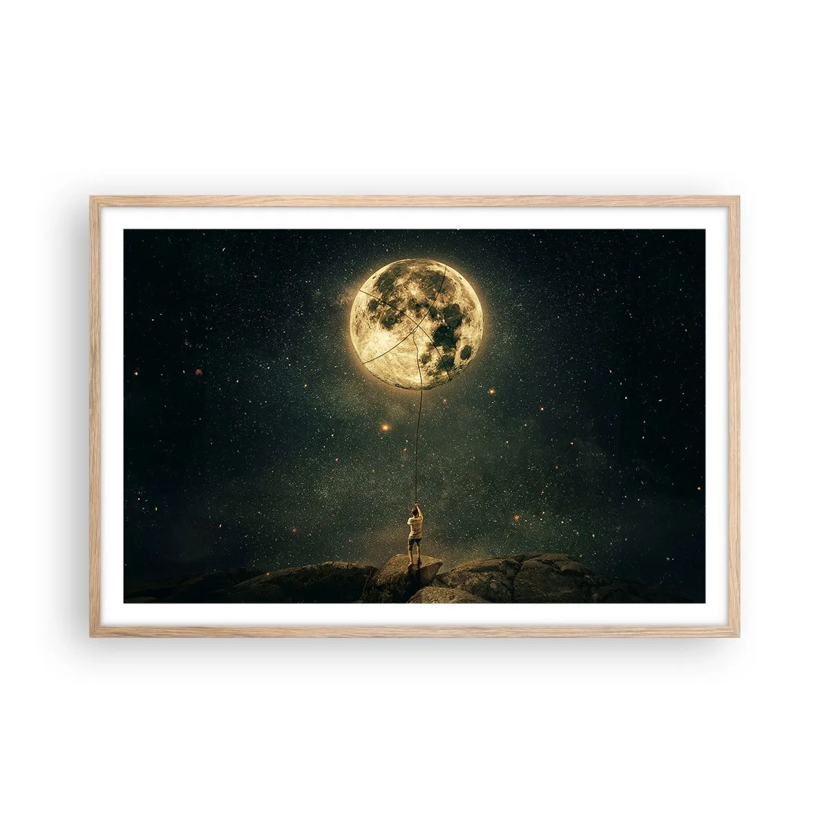 Poster în ramă de stejar deschis - Cel care a furat Luna - 91x61 cm