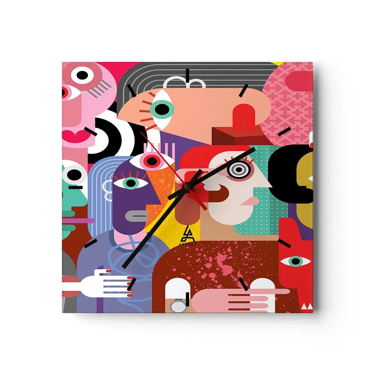 Ceas de perete - Ceas pe sticlă - Am venit de la domnul Picasso - 40x40 cm