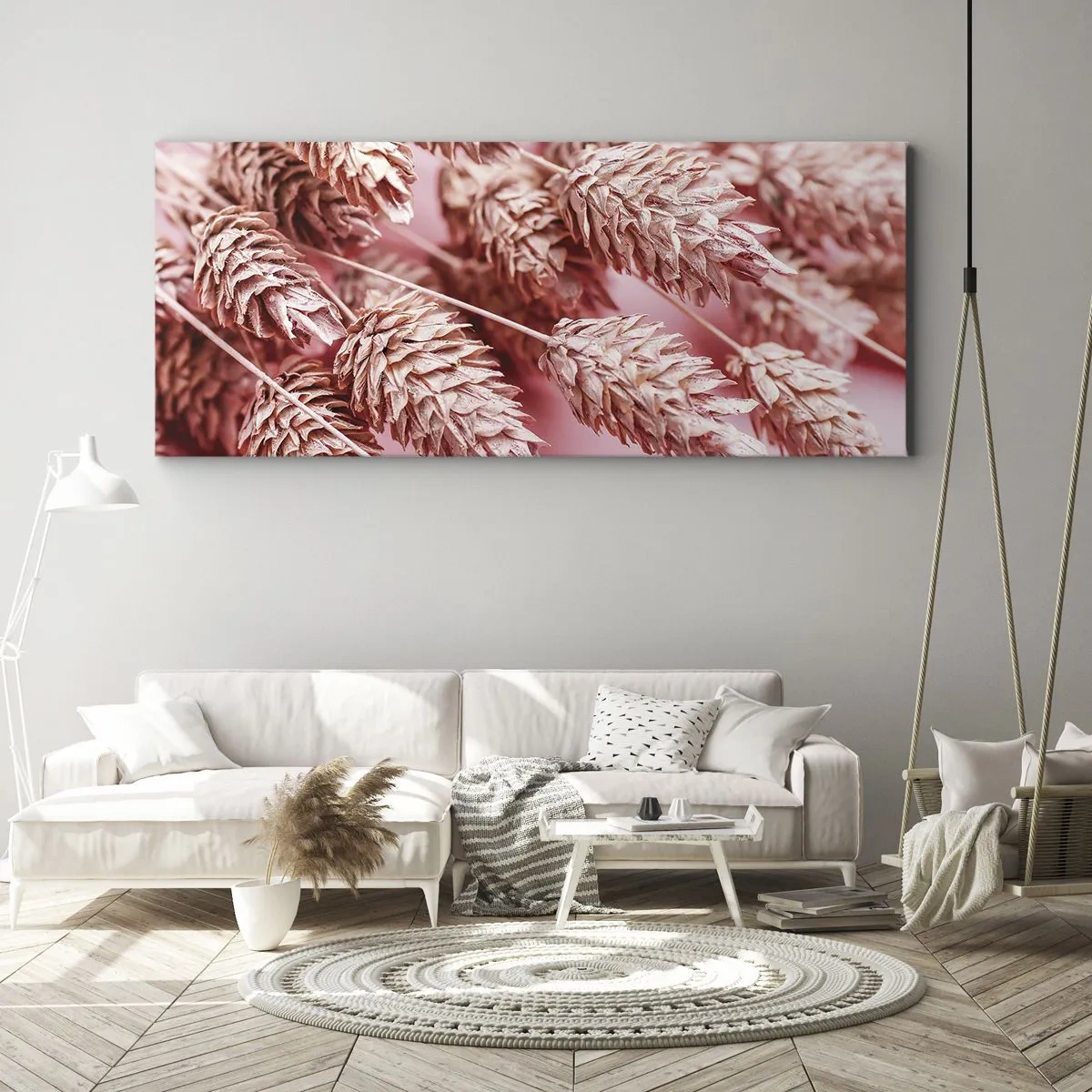 Tablou pe pânză - Cascadă florală în roz - 100x40 cm