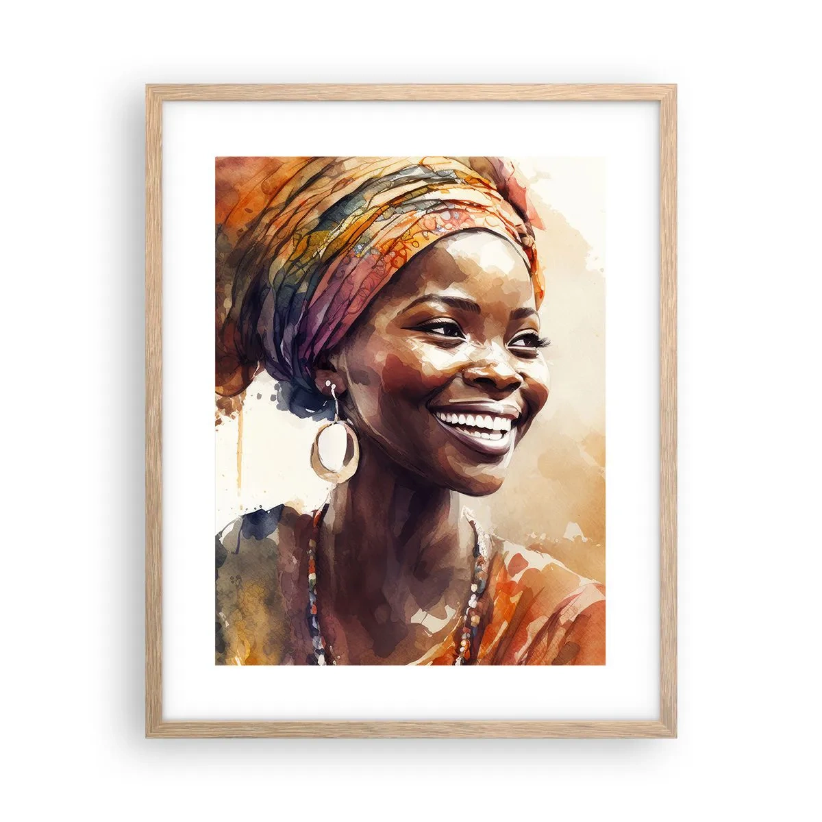 Poster în ramă de stejar deschis - Regina africană - 40x50 cm