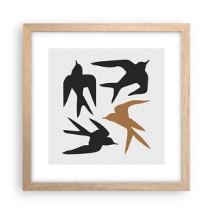 Poster în ramă de stejar deschis - Jocurile rândunelelor - 30x30 cm
