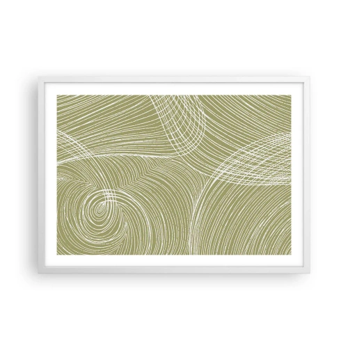 Poster în ramă albă - Abstracție complicată în alb - 70x50 cm