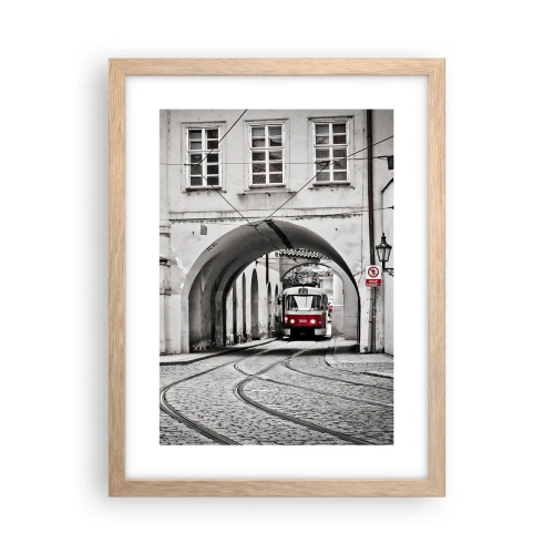 Poster în ramă de stejar deschis - Printr-un labirint urban - 30x40 cm