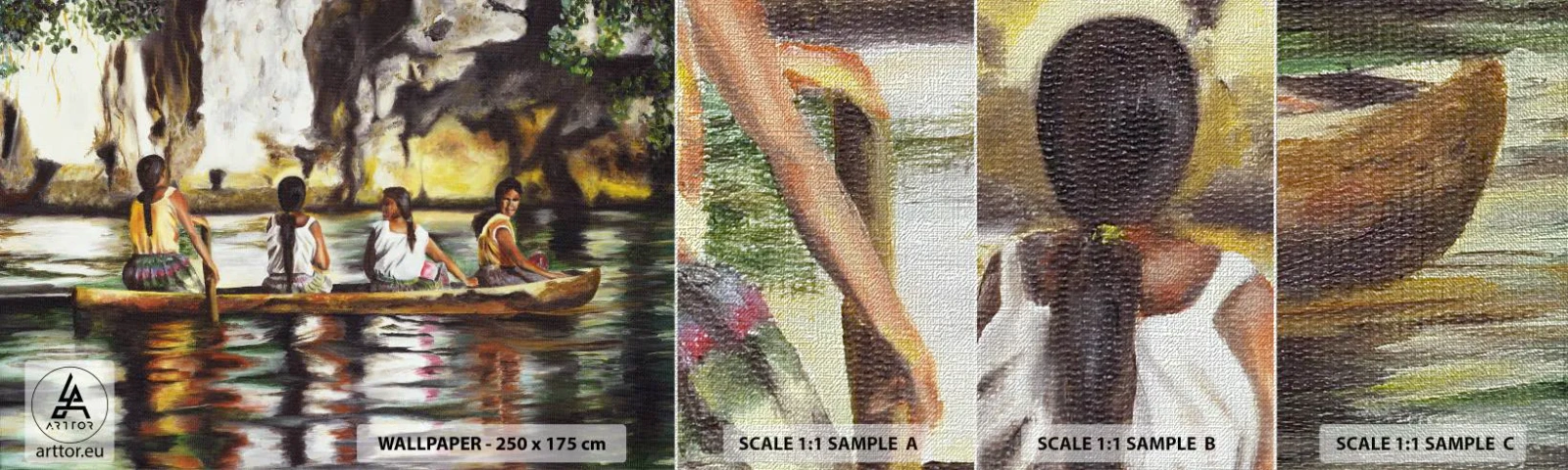 Mostră tapet Premium Canvas - Într-un paradis polinezian - Călătorii, Peisaj, Râu - 100x30 cm