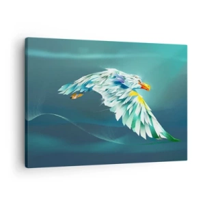 Tablou pe pânză Canvas - Vultur abstract în zbor pe un cer turcoaz - 70x50cm - Puterea vulturului în zbor - Decorațiune modernă pentru perete pentru living și dormitor ARTTOR