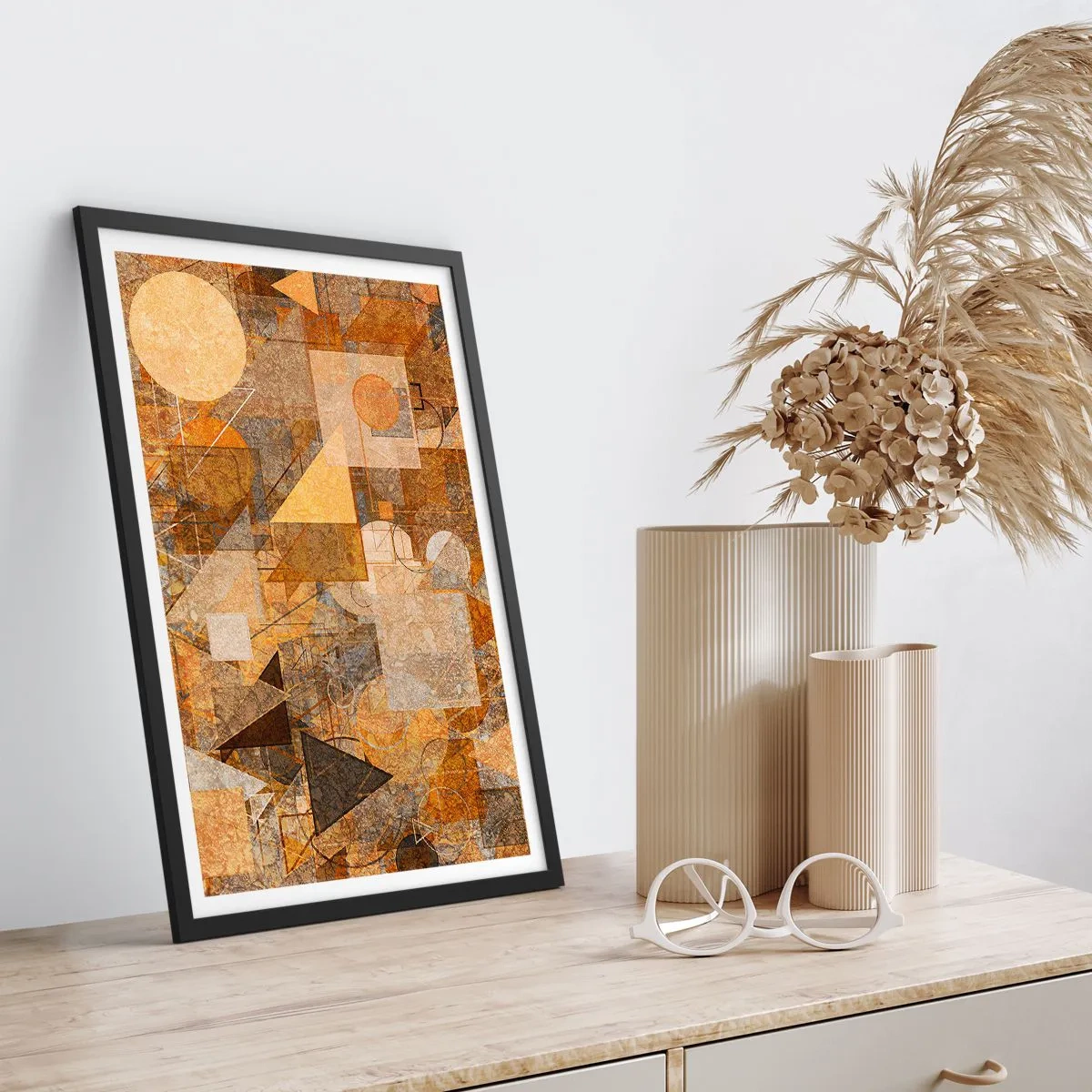 Poster în ramă neagră - Studiu cubist de bronz - 70x100 cm