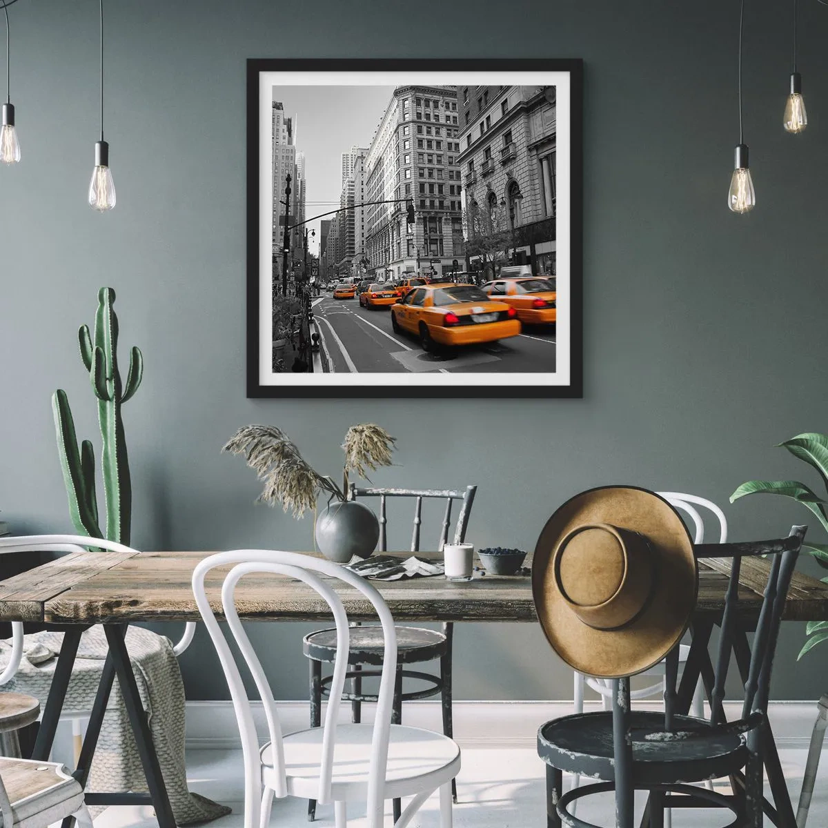 Poster în ramă neagră - Soarele marelui oraș - 30x30 cm
