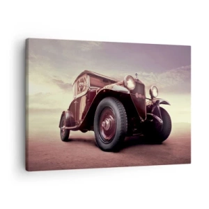 Tablou pe pânză Canvas - O mașină de epocă în stil clasic pe fundalul cerului - 70x50cm - Să ne întoarcem la vremurile de odinioară... - Decorațiune modernă pentru perete pentru living și dormitor ARTTOR