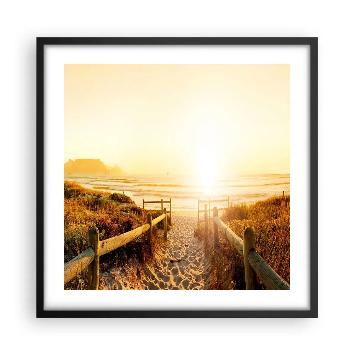 Poster în ramă neagră - Prin dune spre soare - 50x50 cm