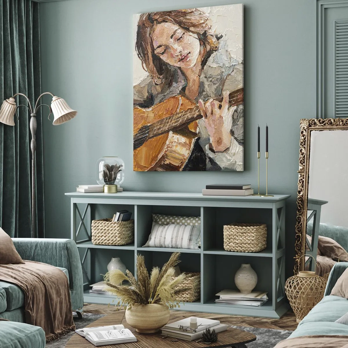 Tablou pe pânză - Concert pentru chitară și inima unei fete - 50x70 cm