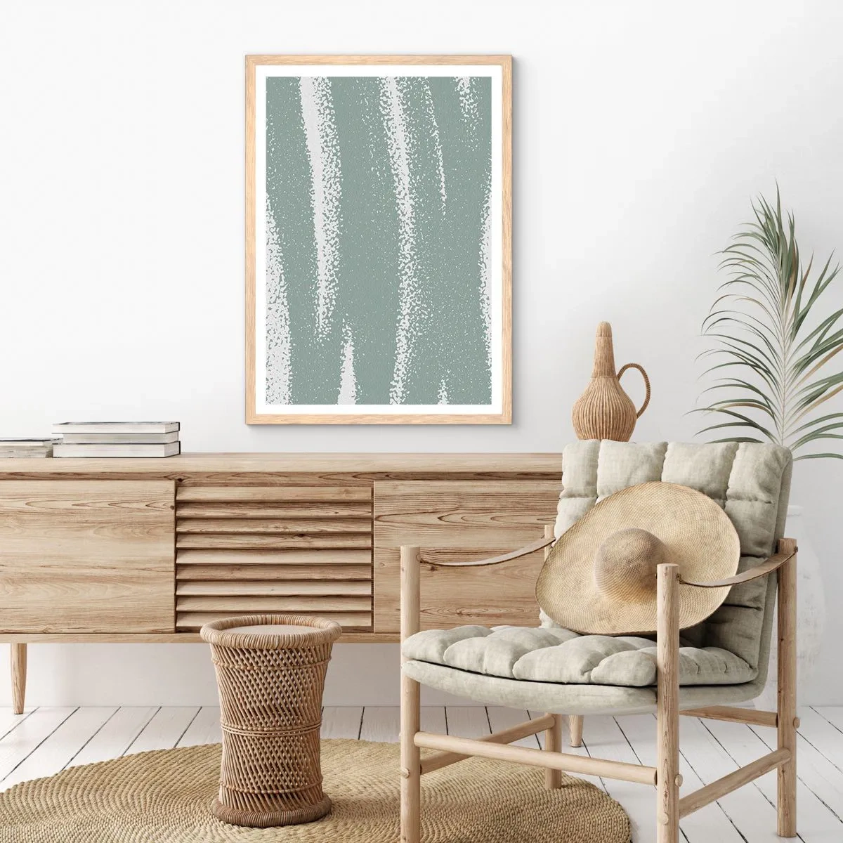 Poster în ramă de stejar deschis - Abstracție în stil de iarnă - 30x40 cm