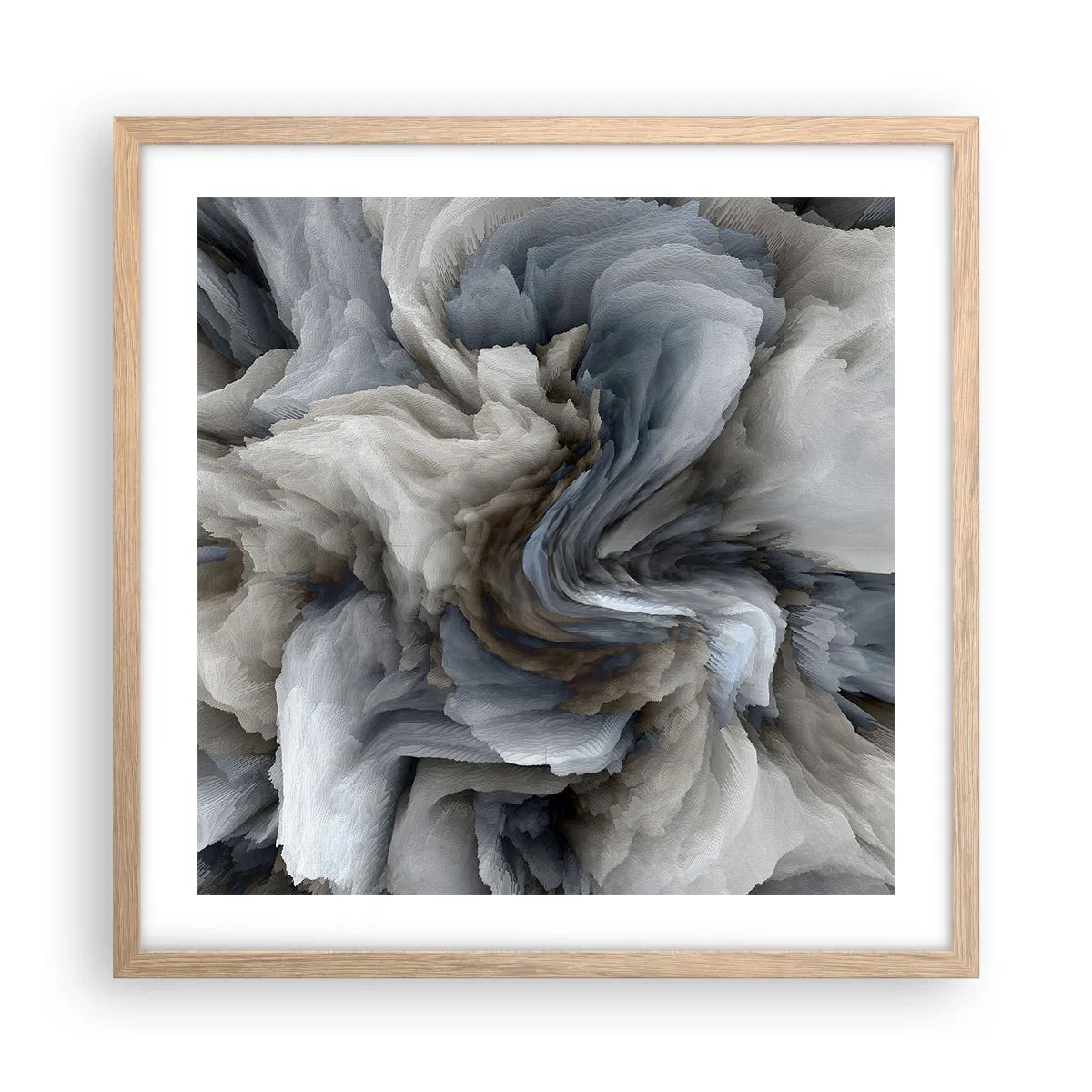 Poster în ramă de stejar deschis - Piatră și floare - 50x50 cm