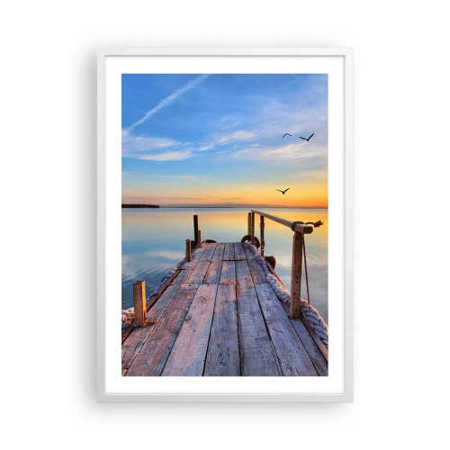 Poster în ramă albă - Mergând înainte spre soare - 50x70 cm