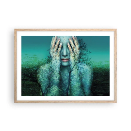 Poster în ramă de stejar deschis - Scufundată în albastru - 70x50 cm