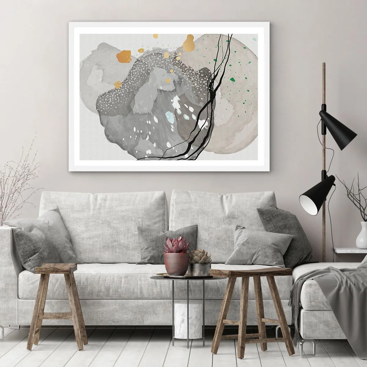 Poster în ramă albă - Compoziție organică - 40x30 cm