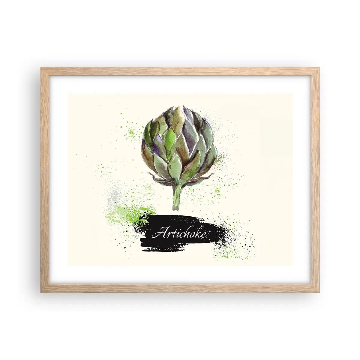 Poster în ramă de stejar deschis - Trăiască legumele! - 50x40 cm