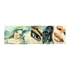 Mostră tapet autocolant Deluxe Sticker - Am I blue? - Abstracția, Chipul de femeie, Pictura - 100x30 cm