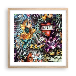 Poster în ramă de stejar deschis - Visul unui artist tatuator - 50x50 cm