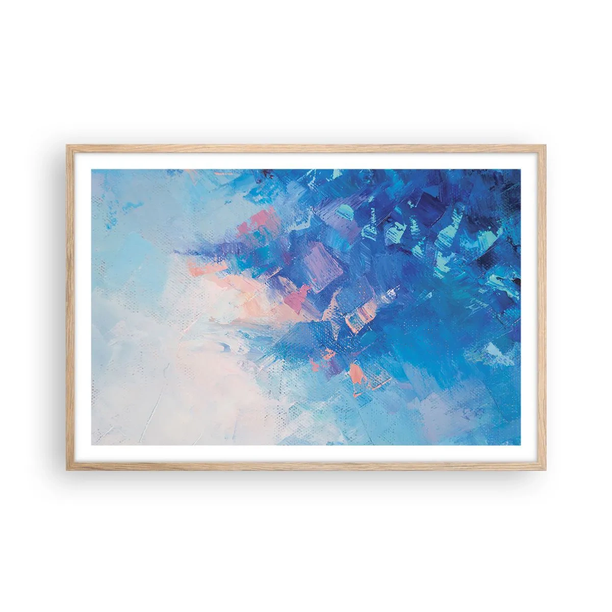 Poster în ramă de stejar deschis - Abstracție de iarnă - 91x61 cm