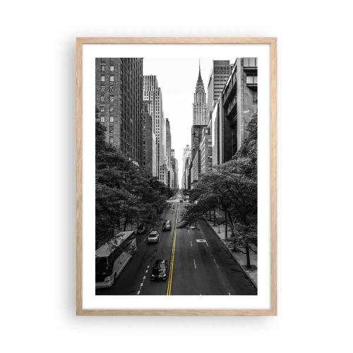 Poster în ramă de stejar deschis - New York dimineața - 50x70 cm