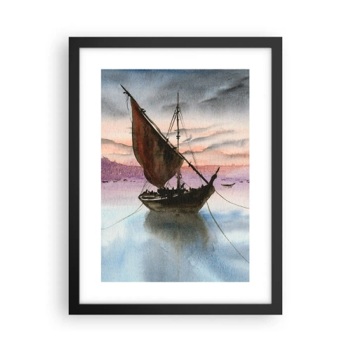 Poster în ramă neagră - O seară în port - 30x40 cm