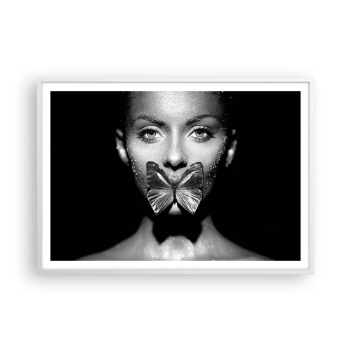 Poster în ramă albă - Sărut de fluture - 100x70 cm