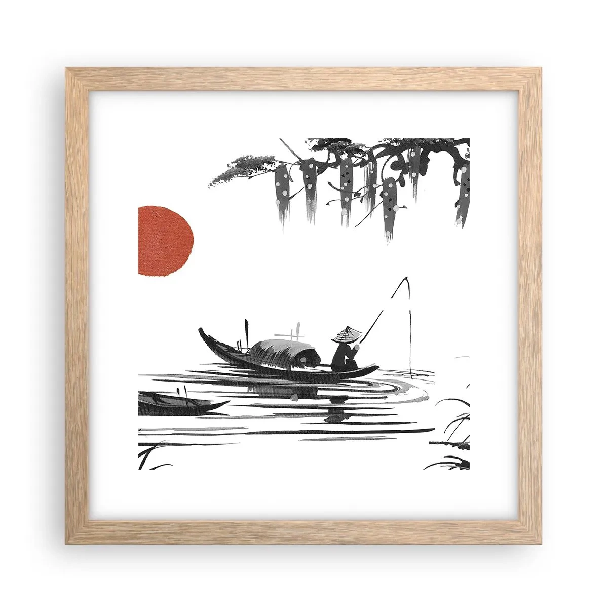 Poster în ramă de stejar deschis - O după-amiază asiatică - 30x30 cm