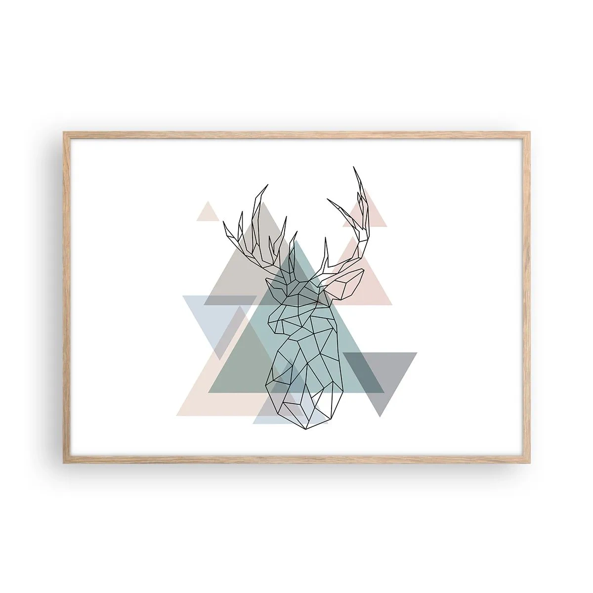 Poster în ramă de stejar deschis - Într-o pădure geometrică - 100x70 cm
