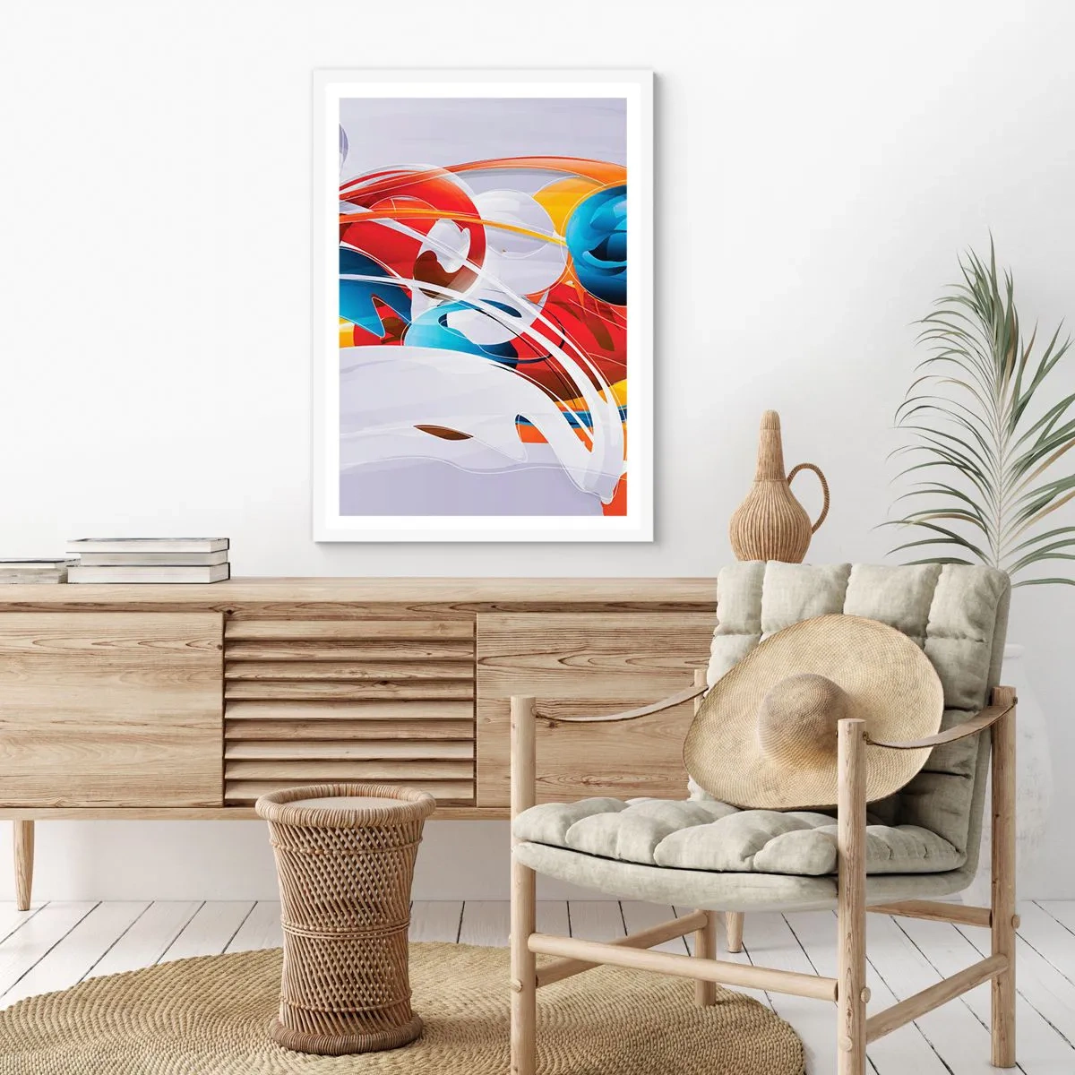 Poster în ramă albă - Dansul elementelor - 70x100 cm