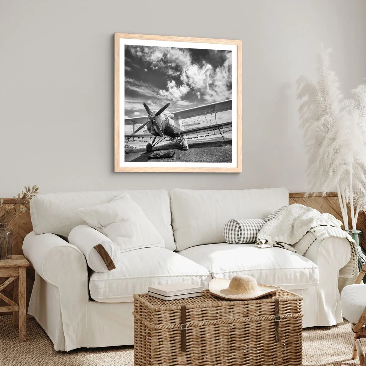 Poster în ramă de stejar deschis - Abia aștept! - 40x40 cm