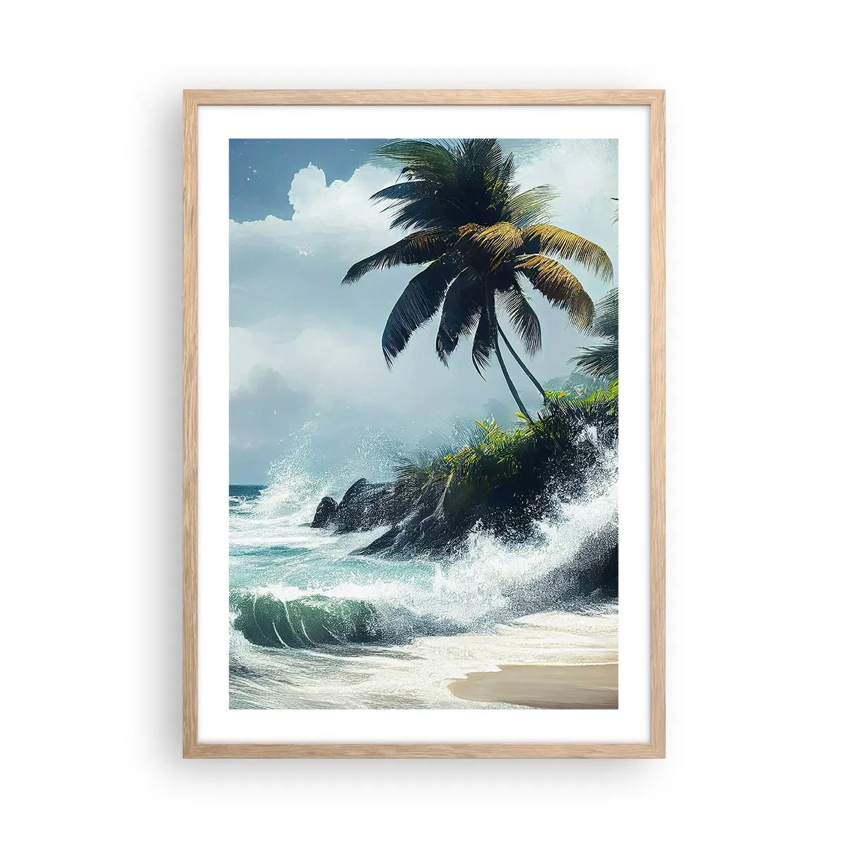 Poster în ramă de stejar deschis - Pe un țărm tropical - 50x70 cm
