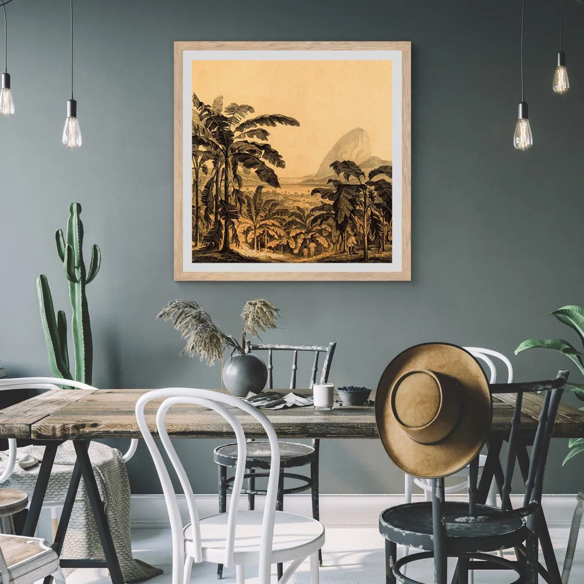 Poster în ramă de stejar deschis - În stil colonial - 60x60 cm