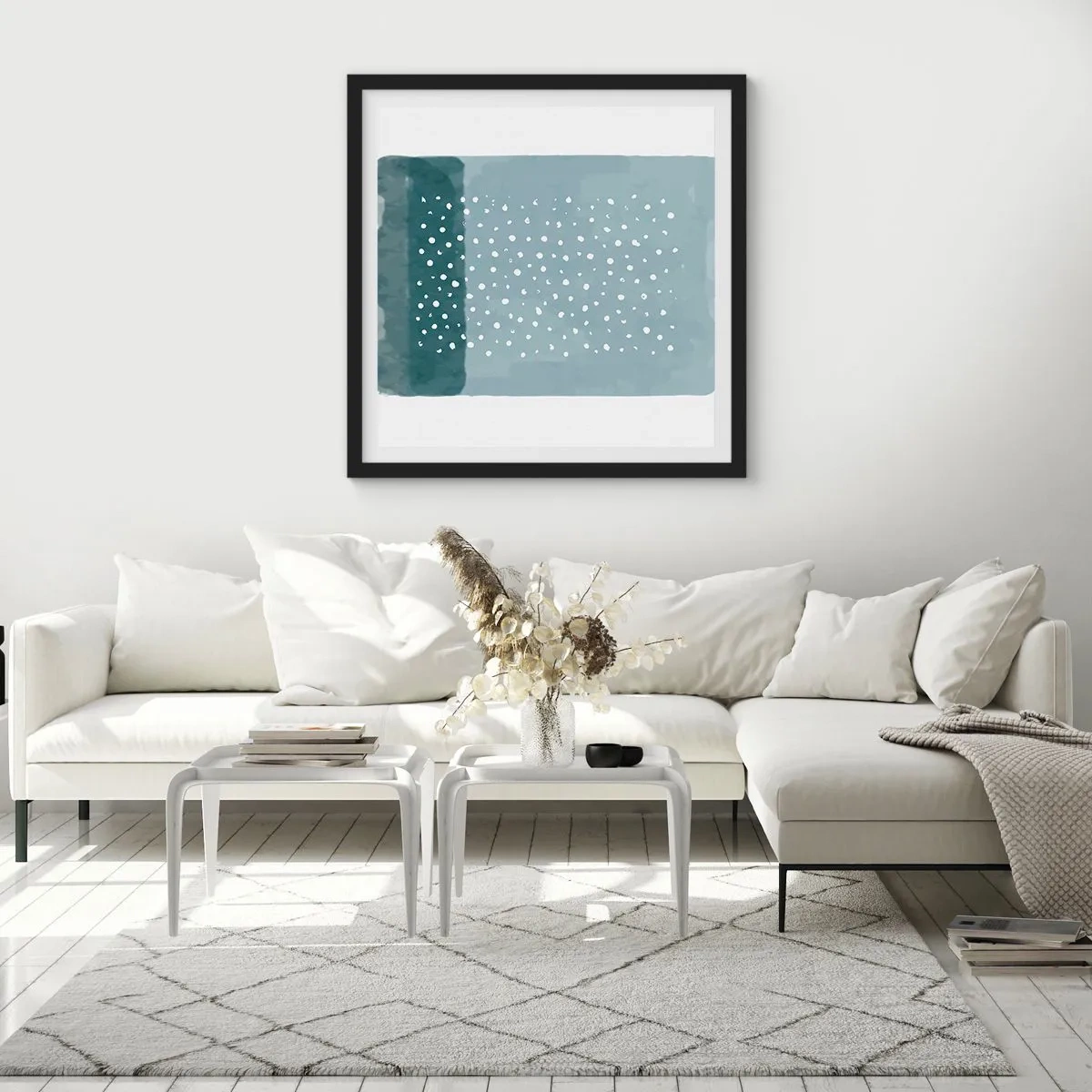 Poster în ramă neagră - Crescute pe albastru - 60x60 cm