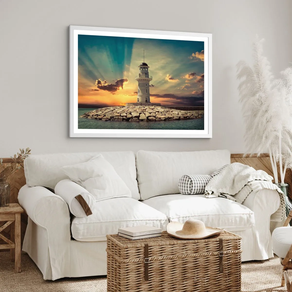 Poster în ramă albă - Lumină - Bunătate - Frumusețe - 100x70 cm