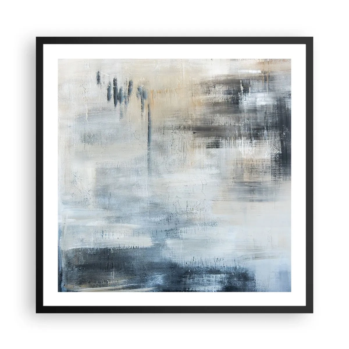 Poster în ramă neagră - În spatele unui voal albastru - 60x60 cm