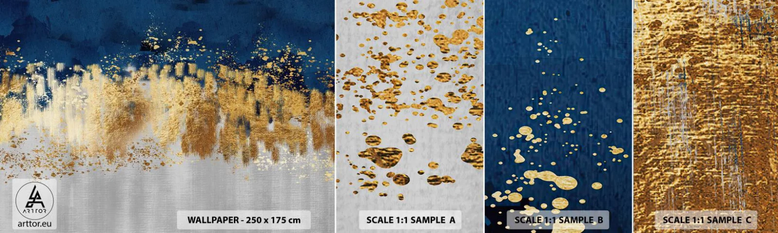 Mostră tapet autocolant Deluxe Sticker - Compoziție modernă cu bliț - Bucată, Art Deco, Glamour - 100x30 cm