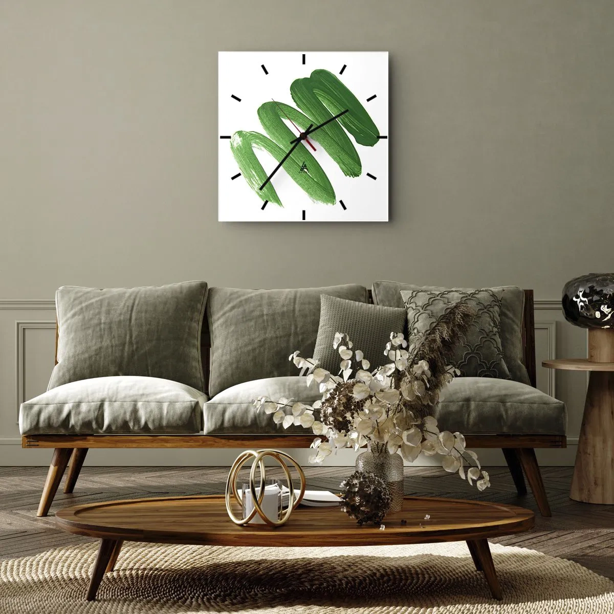 Ceas de perete - Ceas pe sticlă - Glumă verde - 30x30 cm