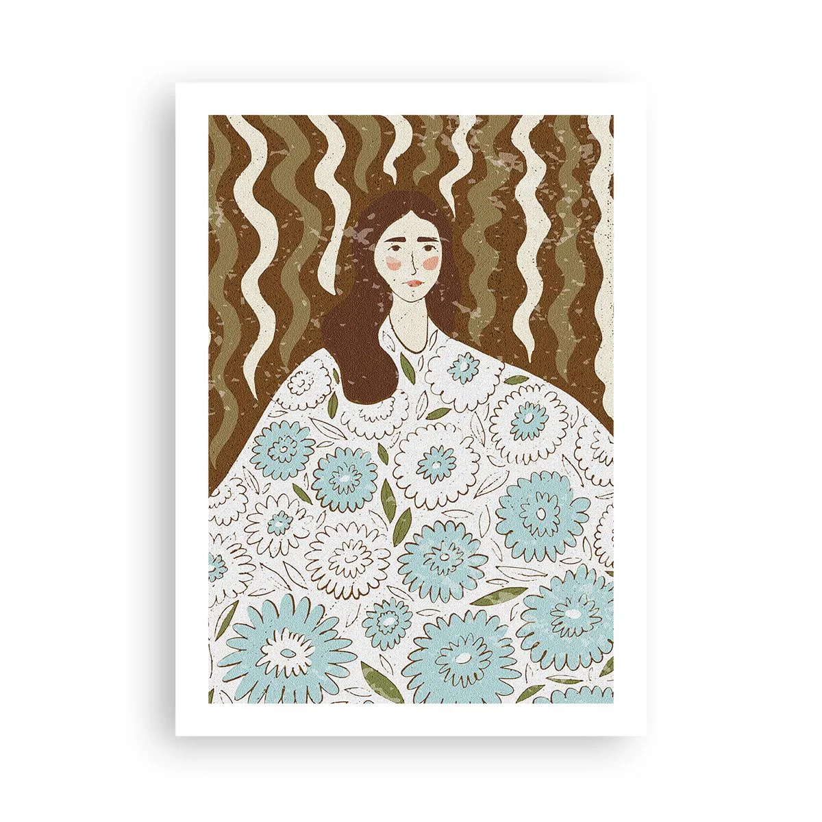 Poster - Portret în rochie înflorată - 50x70 cm