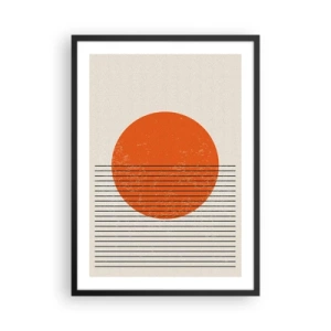Poster în ramă neagră - Un apus de soare minimalist într-o formă geometrică - 50x70cm - Întotdeauna soarele - Decorațiune modernă pentru perete pentru living și dormitor ARTTOR